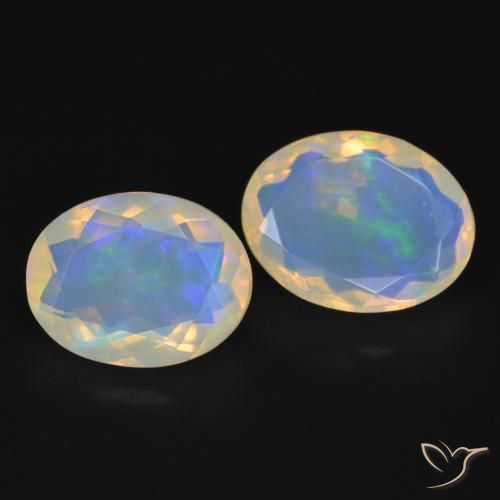 Gemme di Opale Bianco bluastro naturale da 3.16 ct, Ovale, Trasparente