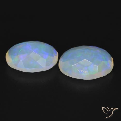 Gemme di Opale Bianco bluastro naturale da 3.16 ct, Ovale, Trasparente
