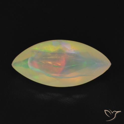 0.93ct Naturale Multicolore Bianco Opale, Taglio marquise, Trasparente