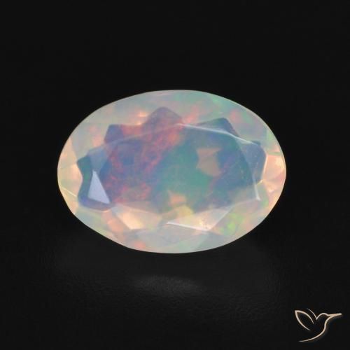1.16ct Naturale Multicolore Bianco Opale, Ovale, Trasparente