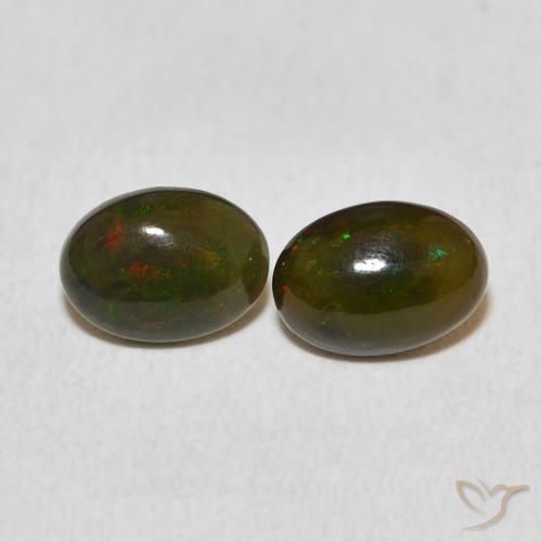 0.86ctw Naturale Multicolore Opale, Ovale, Opaco, Photo A