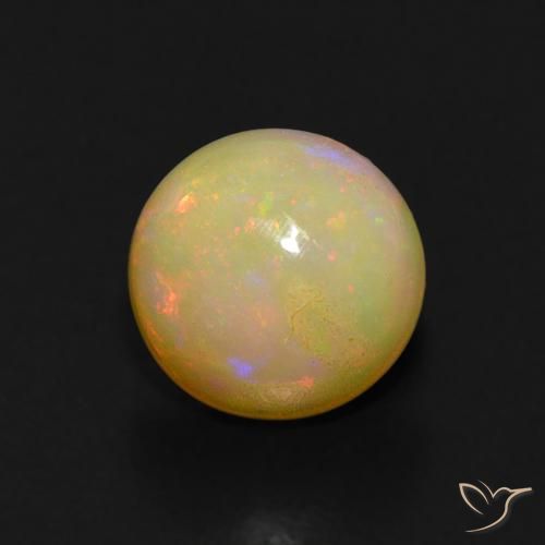 Opale multicolore naturale da 0,62 ct, taglio rotondo, trasparente