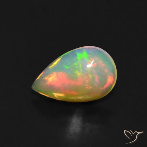 0.49ct Naturale Multicolore Opale, Forma a pera, Trasparente