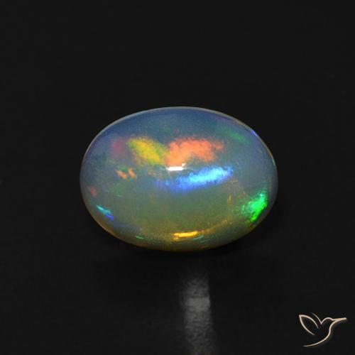 0.72ct Naturale Bianco bluastro Opale, Ovale, Trasparente