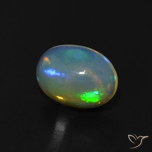 Opale Bianco bluastro naturale da 0.72 ct, Ovale, Trasparente