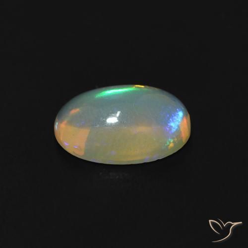 Opale Bianco bluastro naturale da 0.72 ct, Ovale, Trasparente