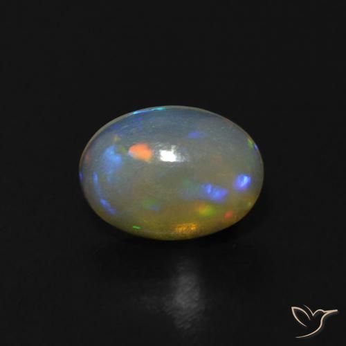 0.52ct Naturale Bianco bluastro Opale, Ovale, Trasparente