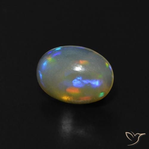 Opale Bianco bluastro naturale da 0.52 ct, Ovale, Trasparente