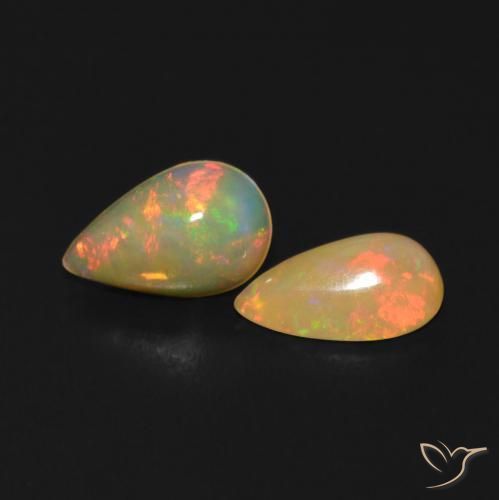 Gemme di Opale Multicolore naturale da 0.89 ct, Forma a pera, Trasparente