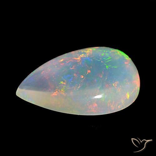 Opale Multicolore naturale da 12.52 ct, Forma a pera, Trasparente