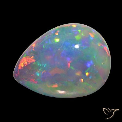 Opale Multicolore naturale da 9.35 ct, Forma a pera, Trasparente