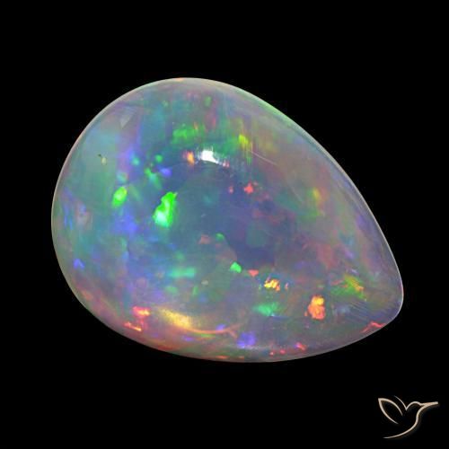 Opale Multicolore naturale da 9.35 ct, Forma a pera, Trasparente