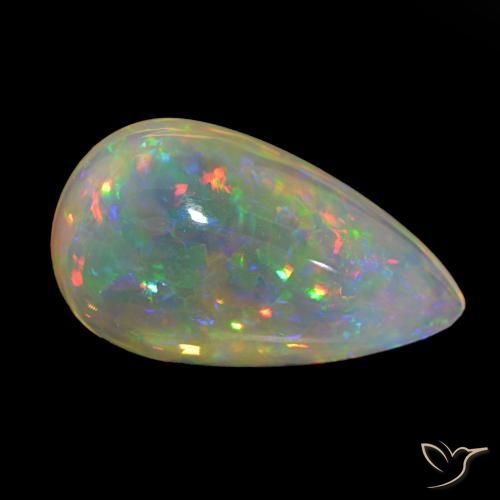 Opale Multicolore naturale da 9.19 ct, Forma a pera, Trasparente