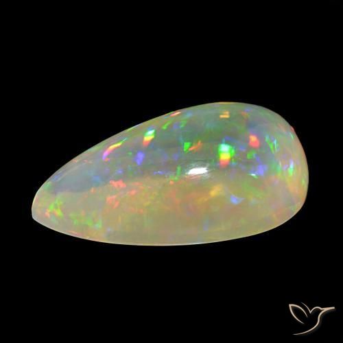 Opale Multicolore naturale da 9.19 ct, Forma a pera, Trasparente