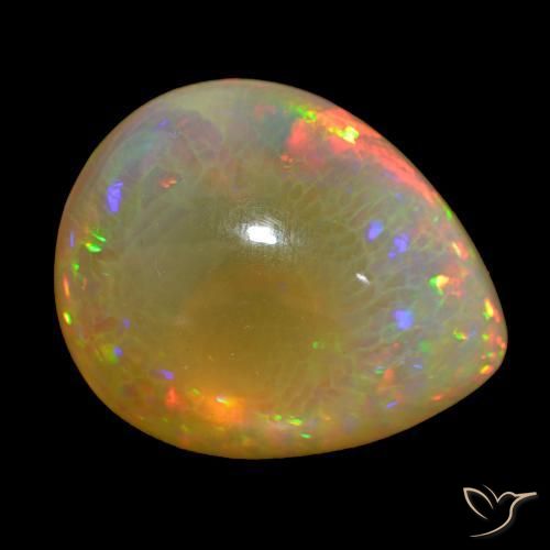 Opale Multicolore naturale da 24.54 ct, Forma a pera, Trasparente