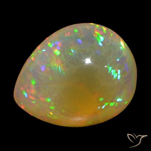 Opale Multicolore naturale da 24.54 ct, Forma a pera, Trasparente