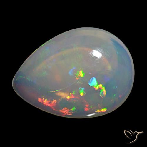 Opale Multicolore naturale da 8.72 ct, Forma a pera, Trasparente