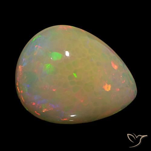 Opale Multicolore naturale da 14.60 ct, Forma a pera, Trasparente