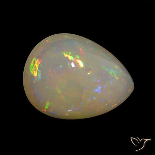 Opale Multicolore naturale da 12.66 ct, Forma a pera, Traslucido