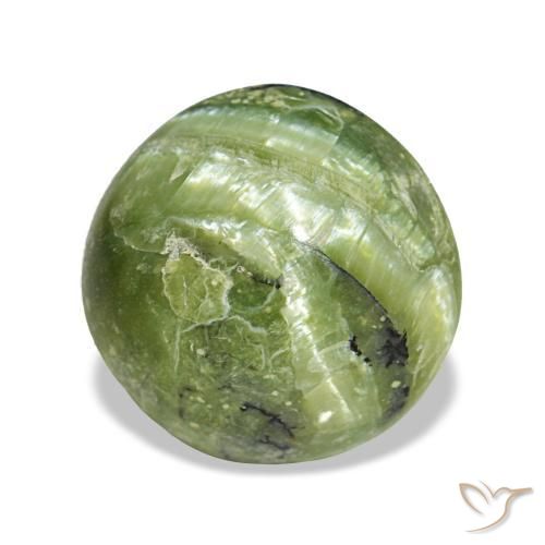 Opale naturale verde da 3,24 ct, taglio rotondo, opaco