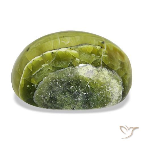 Opale naturale verde da 38,88 ct, taglio ovale, opaco