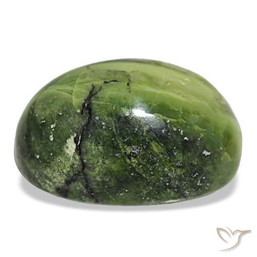 Opale naturale verde da 27,34 ct, taglio ovale, opaco