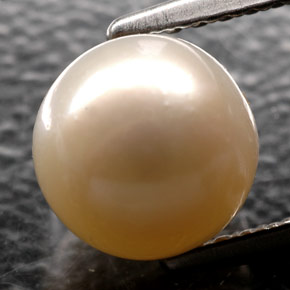Perla naturale crema da 2,52 ct, sfera / palla, opaco