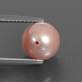 Perla naturale rosa da 3,39 ct, sfera / palla, opaco