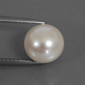 Perla naturale bianco da 3,98 ct, sfera / palla, opaco