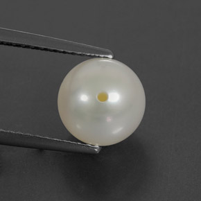 Perla naturale bianco da 3,64 ct, sfera / palla, opaco