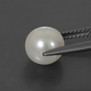 Perla naturale bianco da 3,64 ct, sfera / palla, opaco
