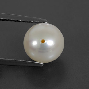 Perla naturale bianco da 3,93 ct, sfera / palla, opaco