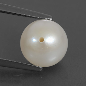 Perla naturale bianco da 3,49 ct, sfera / palla, opaco