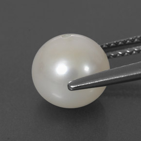 Perla naturale bianco da 3,49 ct, sfera / palla, opaco