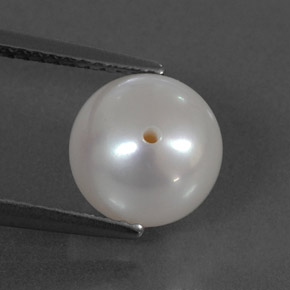 Perla naturale bianco da 3,95 ct, sfera / palla, opaco