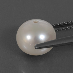 Perla naturale bianco da 3,95 ct, sfera / palla, opaco