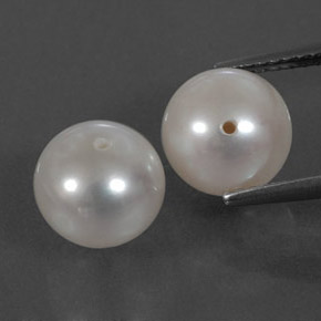 Gemme di Perla Bianco Argento naturale da  ct, Sfera, Opaco