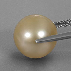 Perla naturale giallo da 12,49 ct, sfera / palla, opaco