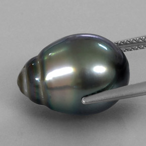Perla naturale grigio da 10,38 ct, forma fantasia, opaco