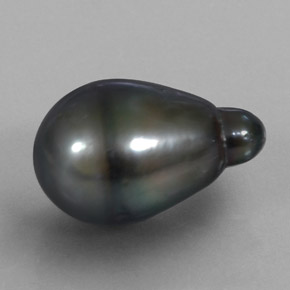 Perla naturale grigio da 13,94 ct, taglio a pera, opaco