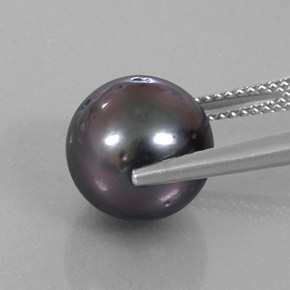 Perla naturale grigio da 9,20 ct, sfera / palla, opaco