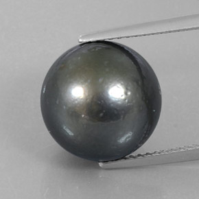 Perla Argento scuro naturale da 13.16 ct, Sfera, Opaco