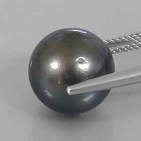Perla Argento scuro naturale da 13.16 ct, Sfera, Opaco