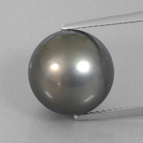 Perla naturale grigio da 12,75 ct, sfera / palla, opaco