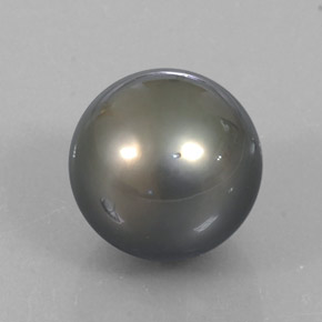 Perla naturale grigio da 12,75 ct, sfera / palla, opaco
