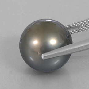 Perla naturale grigio da 12,75 ct, sfera / palla, opaco