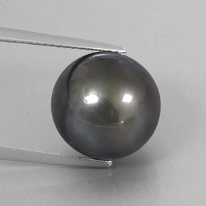 Perla naturale grigio da 12,75 ct, sfera / palla, opaco