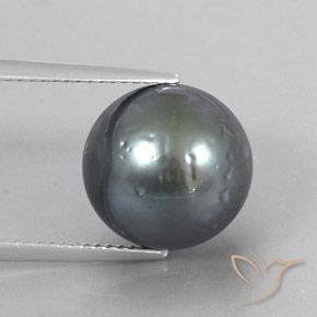 Perla naturale grigio da 12,49 ct, sfera / palla, opaco