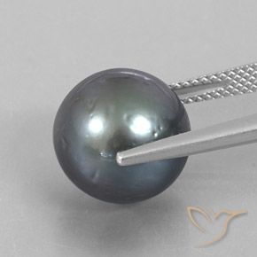 Perla naturale grigio da 12,49 ct, sfera / palla, opaco