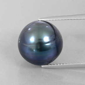 Perla naturale grigio da 12,49 ct, sfera / palla, opaco